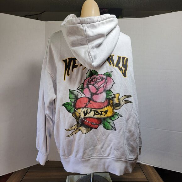 Heavenly Vibes Graphic LS Full Zip Hoodie / Jacket White - Picture 4 of 6